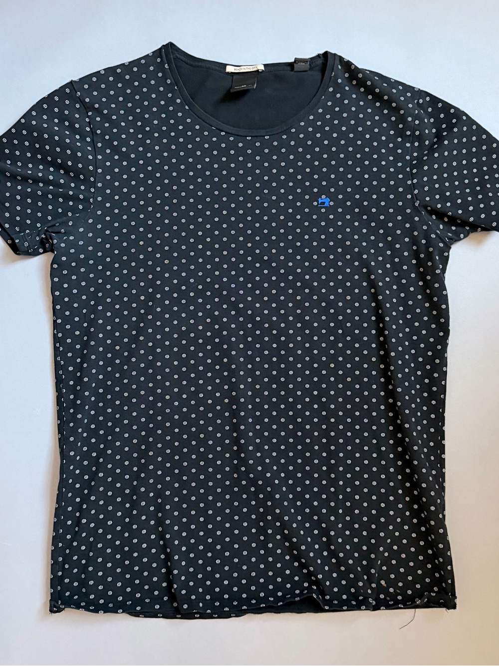 Scotch & Soda Black Short Sleeve Polka Dot Tee